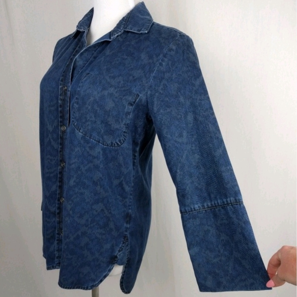 Cloth & Stone for Anthro Printed Chambray Shirt XS - Picture 1 of 7